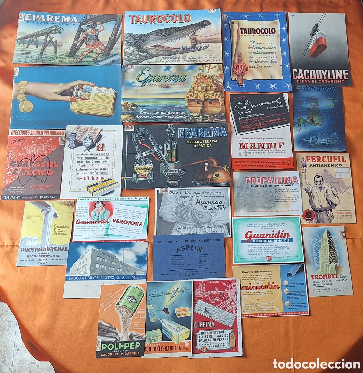 Cat&aacute;logos publicitarios: Lote de 24 Folletos Antiguos - Publicidad de Farmacia - Taurocolo - Eparema -