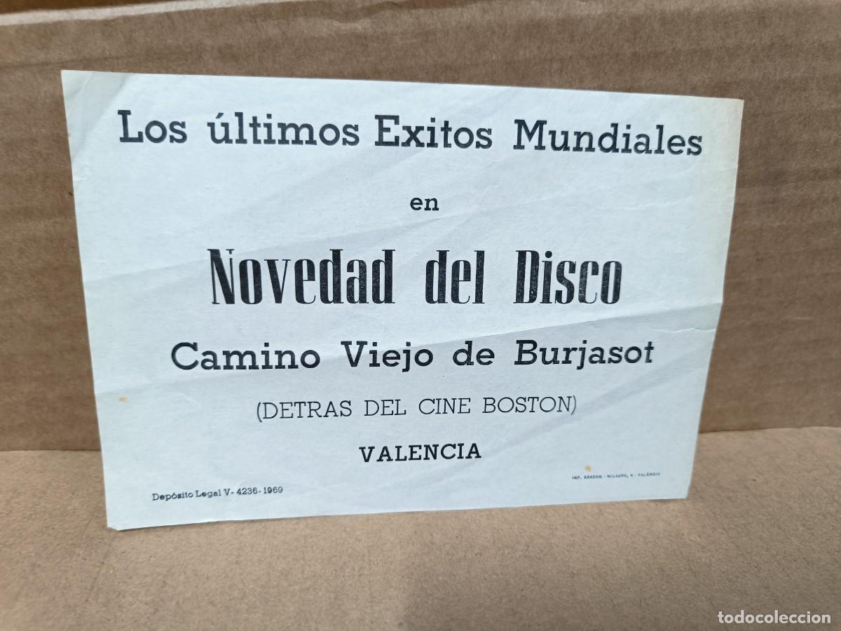 Cat&aacute;logos publicitarios: ANTIGUA TARJETA DE PUBLICIDAD, TIENDA NOVEDAD DEL DISCO, CAMINO BURJASOT, 1969, VALENCIA -P25 S1
