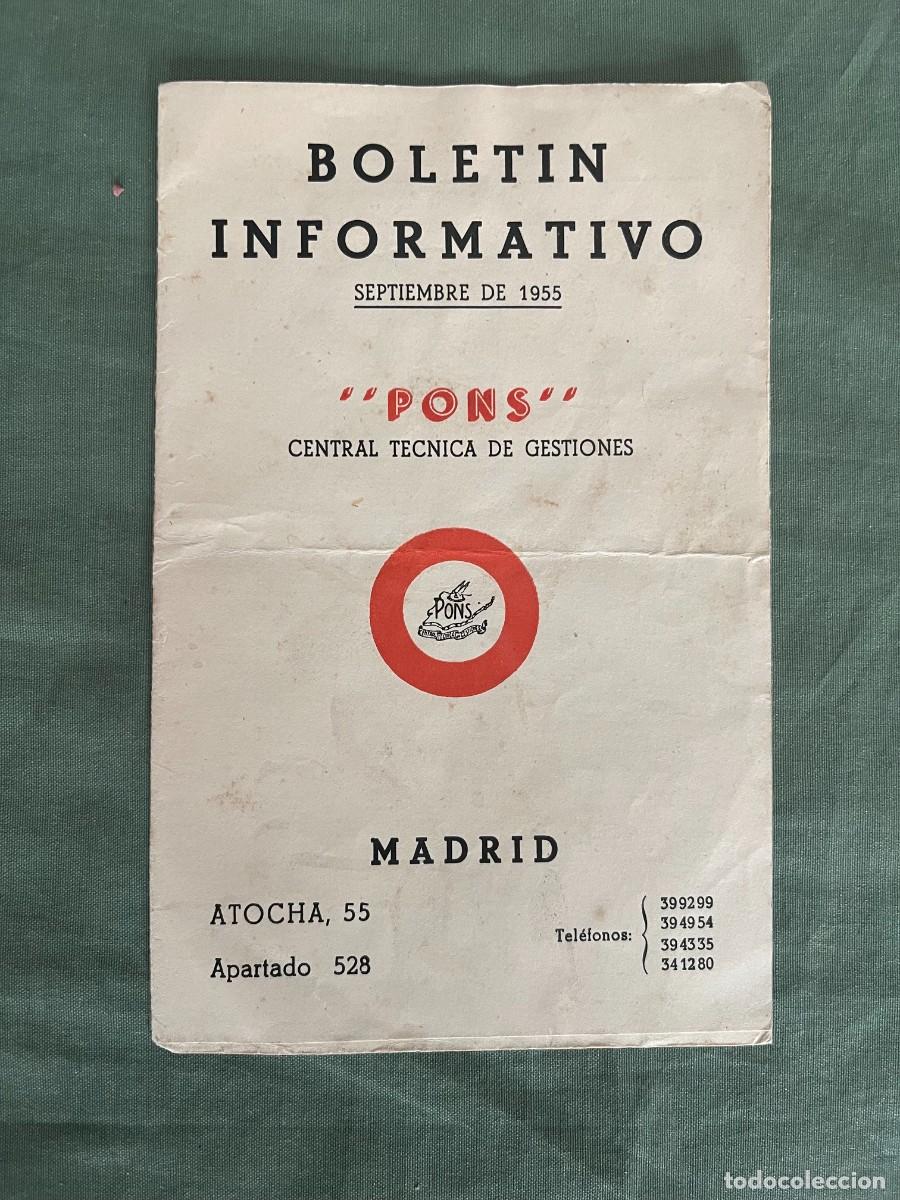Cat&aacute;logos publicitarios: PONS, Central T&eacute;cnica de Gestiones. Madrid, 1955