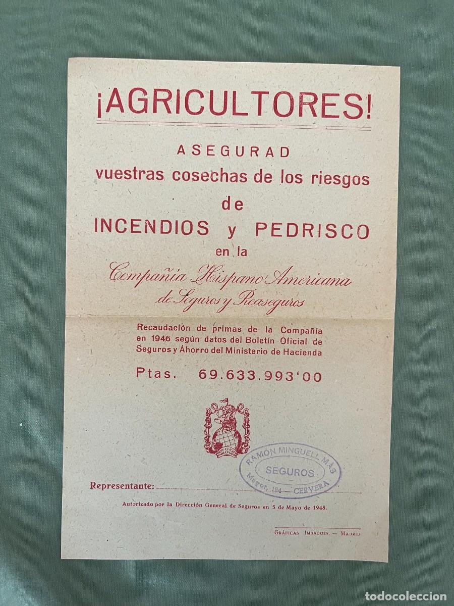 Cat&aacute;logos publicitarios: SEGURO PARA AGRICULTORES - COMPA&Ntilde;&Iacute;A HISPANO AMERICANA DE SEGUROS Y REASEGUROS A&Ntilde;OS 50