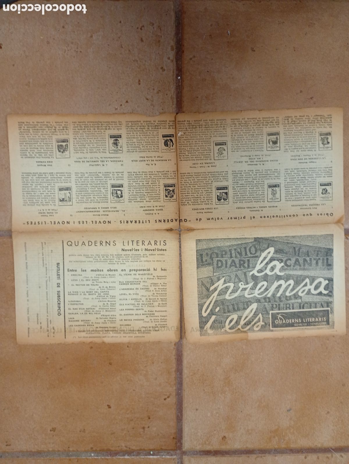 Cat&aacute;logos publicitarios: LA PREMSA I ELS QUADERNS LITERARIS, NOVEL,LES I NOVEL,LISTES CATALEG AMB BUTLLET&Iacute; SUSCRIPCI&Oacute;