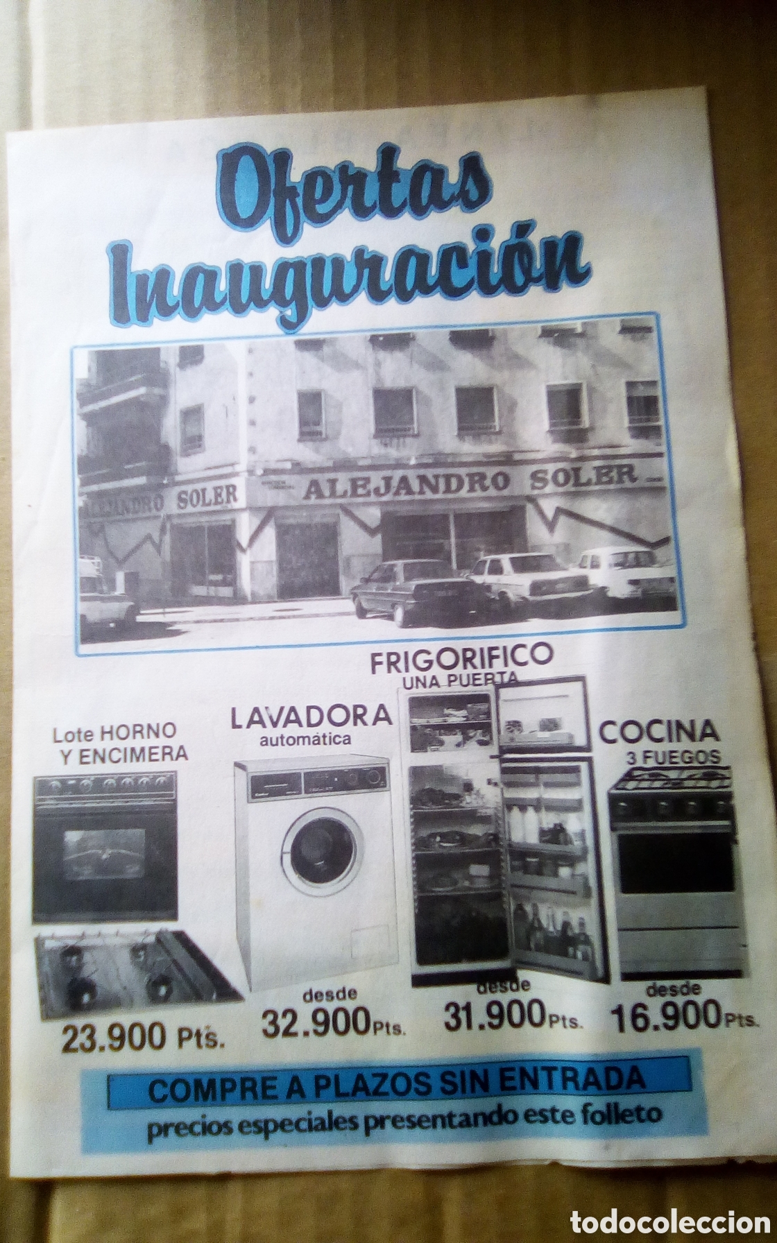 Cat&aacute;logos publicitarios: Folleto publicitario electrodom&eacute;sticos Alejandro Soler, Valencia. A&ntilde;os 80s.