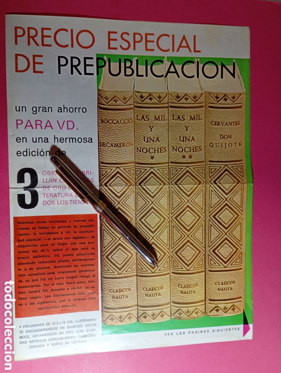 Cat&aacute;logos publicitarios: DECAMER&Oacute;N LAS MIL Y UNA NOCHES DON QUIJOTE EDICIONES NAUTA PRECIO ESPECIAL PREPUBLICACI&Oacute;N PUBLICIDAD