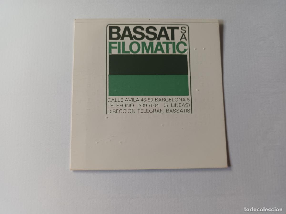 Cat&aacute;logos publicit&aacute;rios: TARJETA VISITA PROMOCIONAL PUBLICIDAD. BASSAT FILOMATIC S.A FABRICA ESPA&Ntilde;OLA