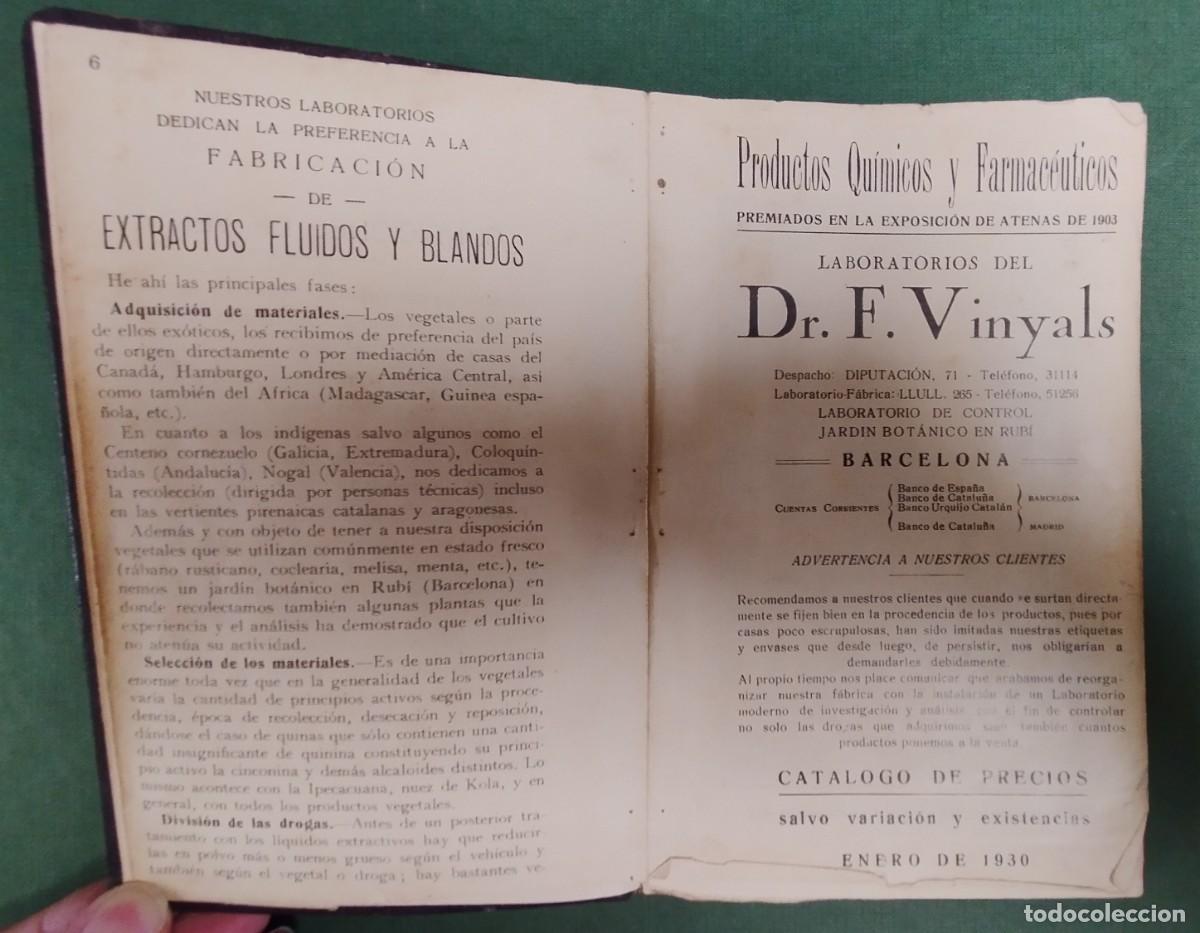 Werbekataloge: CATALOGO productos quimicos y farmaceuticos de los laboratorios del dr. vinyals 1930 BARCELONA