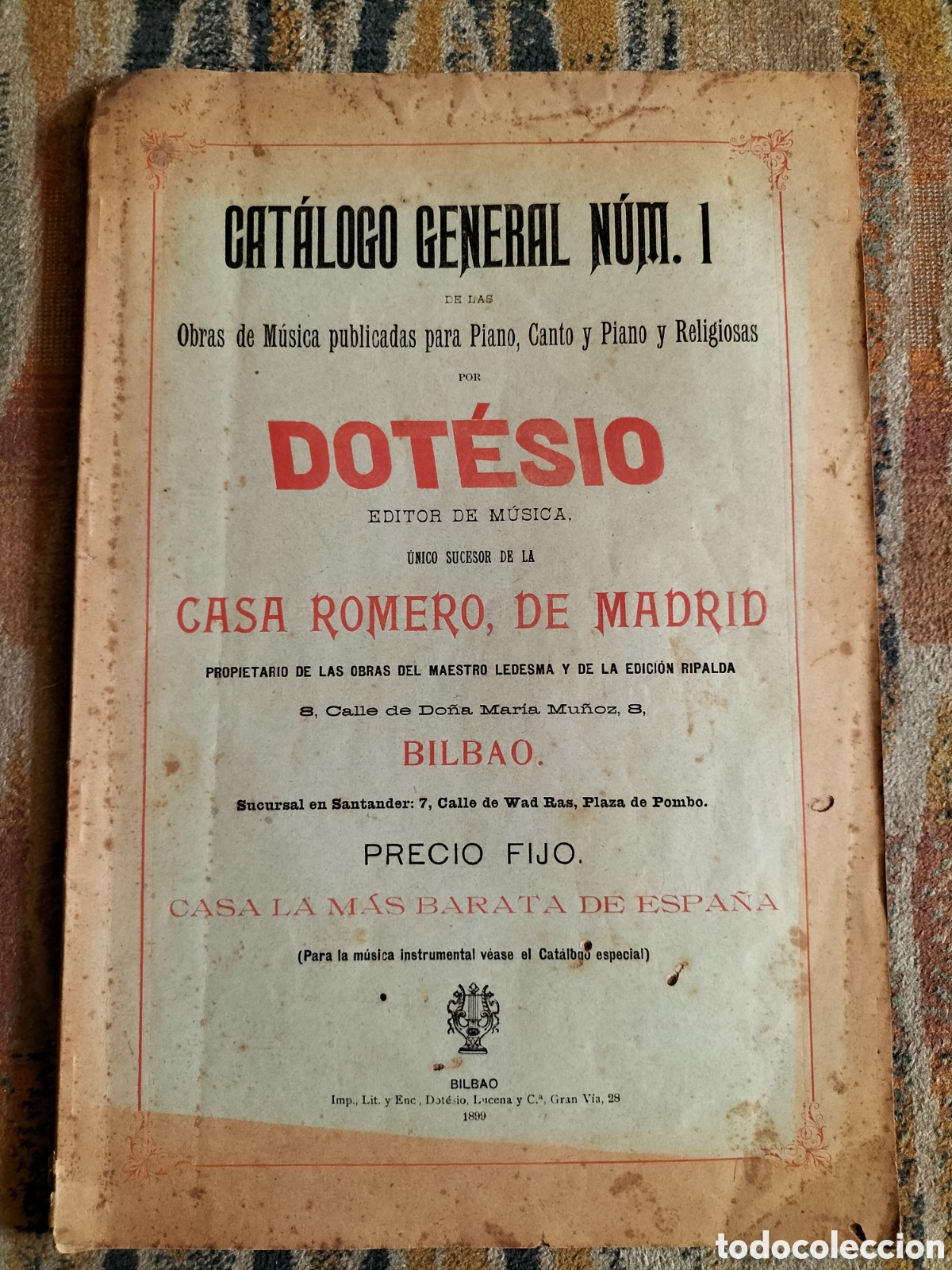 Cat&aacute;logos publicitarios: Dotesico. Catalogo Obras de M&uacute;sica para Piano, Canto y Piano y Religiosas. N.1. 1899.