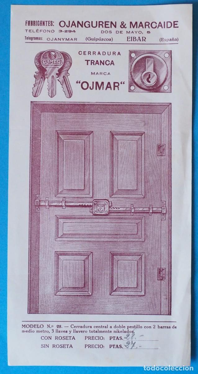 Cat&aacute;logos publicitarios: FOLLETO PUBLICITARIO: CERRADURA TRANCA. MARCA OJMA. EIBAR (GUIP&Uacute;ZCOA)