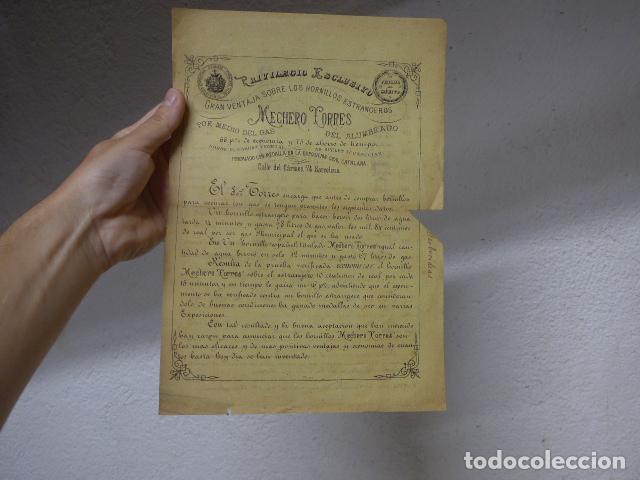 Cat&aacute;logos publicitarios: Antigua publicidad de siglo XIX de hornillos mechero Torres de Barcelona