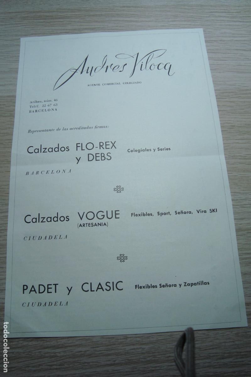 Cat&aacute;logos publicitarios: ANTIGUA PUBLICIDAD ANDRES VILOCA AGENTE COMERCIAL CALZADOS. VOGUE.FLO-REX Y DEBS. PADET