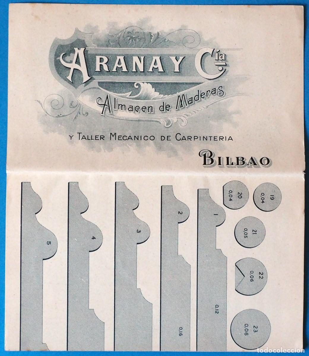 Cat&aacute;logos publicitarios: ANTIGUO CATALOGO: ARANA Y CIA. ALMACEN DE MADERAS Y TALLER MECANICO DE CARPINTERIA. BILBAO