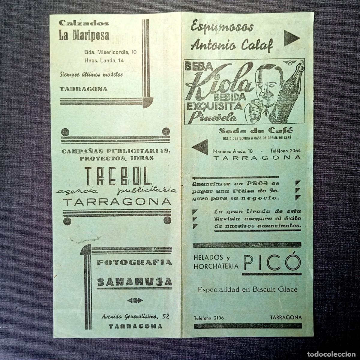 Cat&aacute;logos publicitarios: ⚜️ &Ntilde;09X07. Diptico Publicidad Tarragona Anos 50 Planelles Montecarlo Bar Kiola Calaf Pico Ephemera