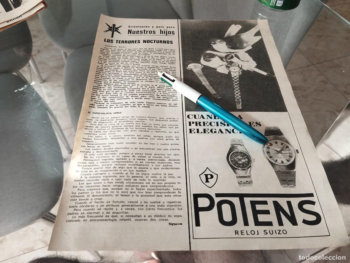 Cat&aacute;logos publicitarios: RELOJ POTENS RELOJ SUIZO ANUNCIO PUBLICIDAD REVISTA 1975 BONITO PARA ENMARCAR