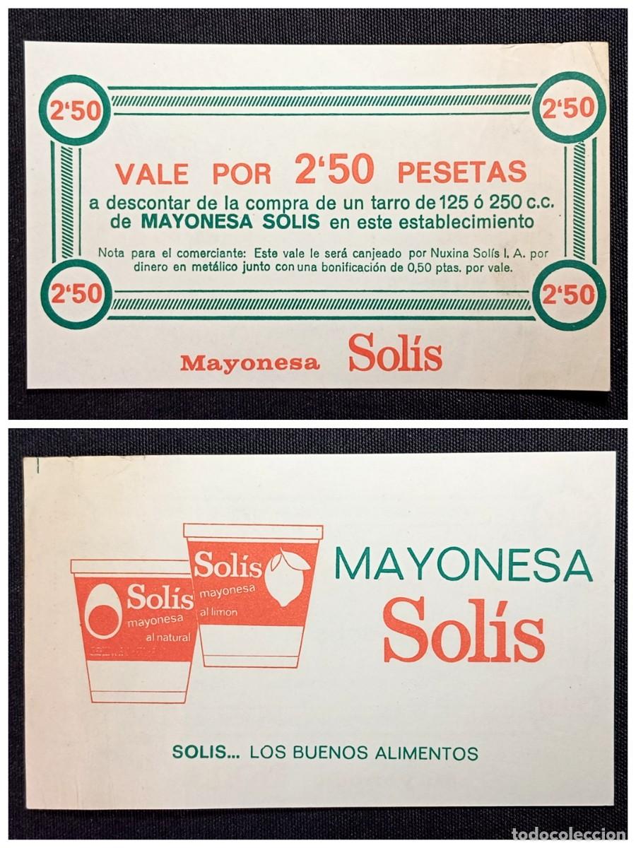 Cat&aacute;logos publicitarios: ⚜️ &Ntilde;09X09. Vale Descuento Mayonesa Sol&iacute;s Vintage 1970 Pegatina Billete Mayonnaise Coupon Rare
