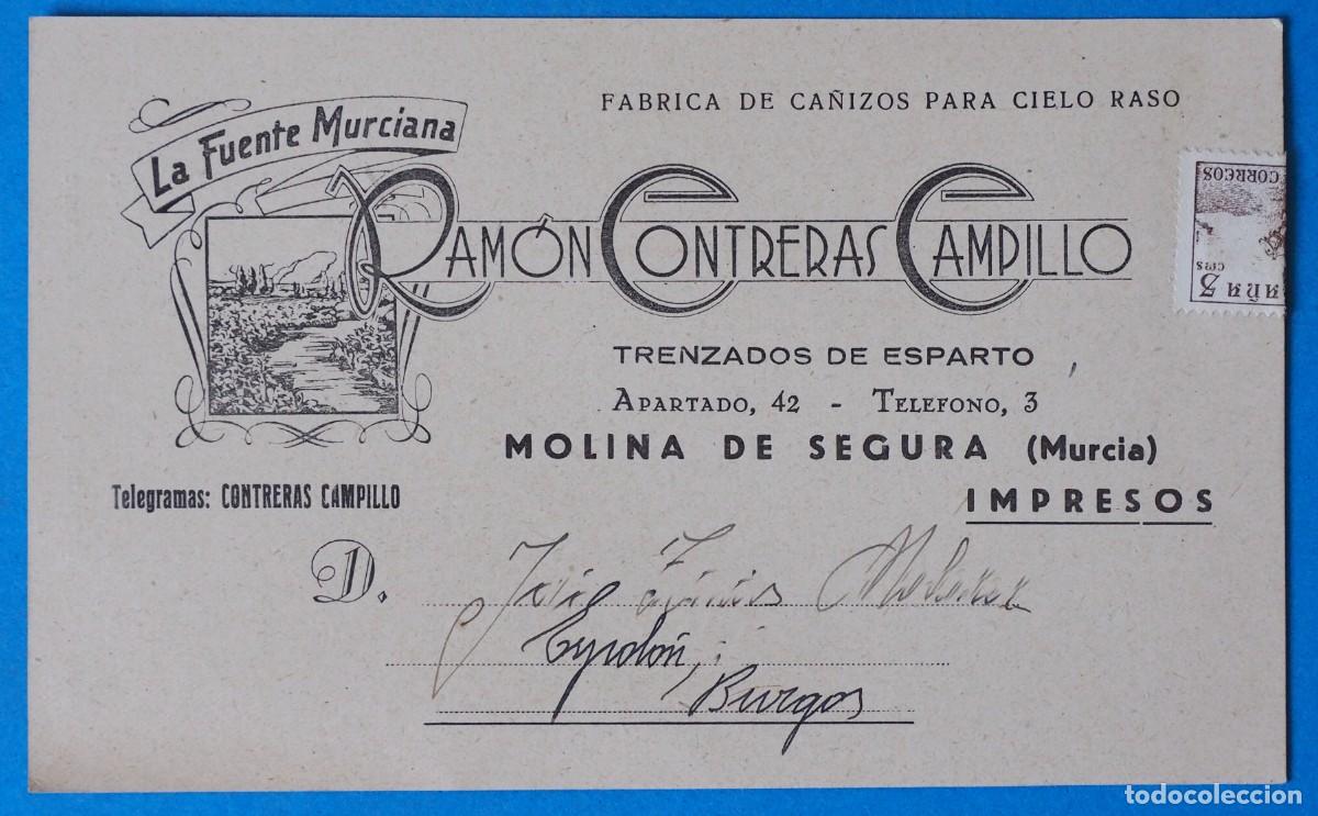 Cat&aacute;logos publicitarios: TARGETA PUBLICITARIA: FABRICA DE CA&Ntilde;IZOS PARA CIELO RASO. MOLINA DE SEGURA (MURCIA). A&Ntilde;O 1953