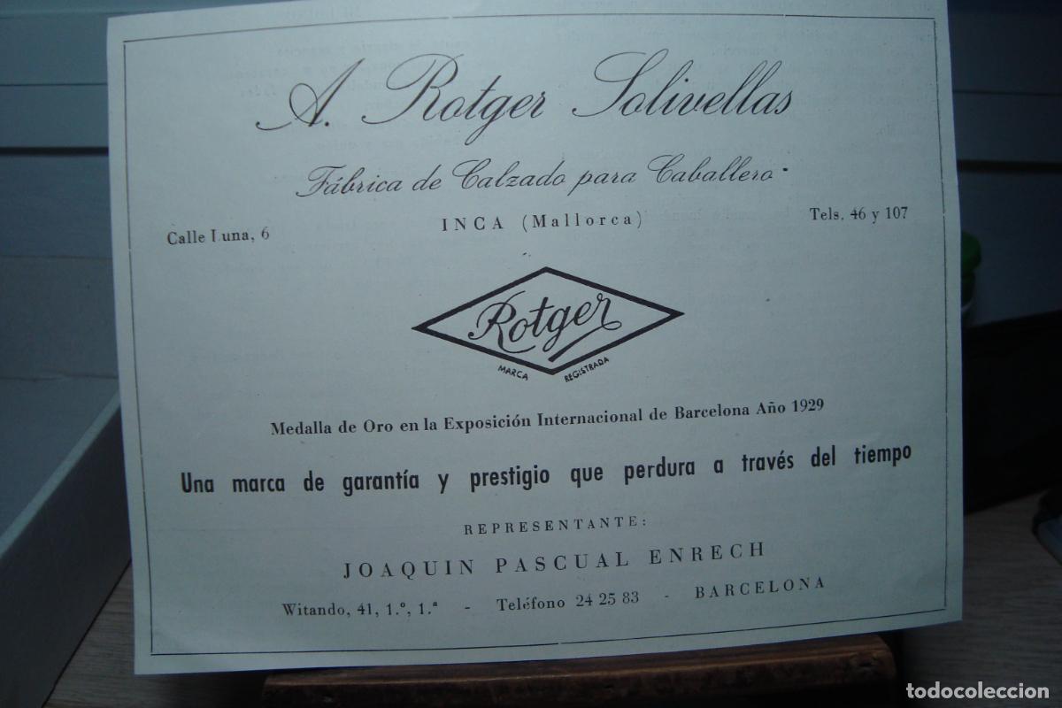 Cat&aacute;logos publicitarios: ANTIGUA PUBLICIDAD ROTGER SOLIVELLAS FABRICA DE CALZADO INCA MALLORCA. JOAQUIN PASCUAL ENRECH