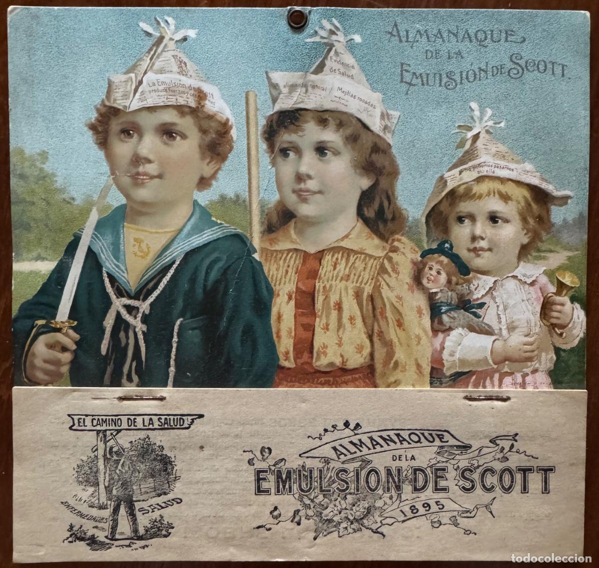 Cat&aacute;logos publicitarios: CALENDARIO ALMANAQUE DE LA EMULSION DE SCOTT - A&Ntilde;O 1895 - COMPLETO