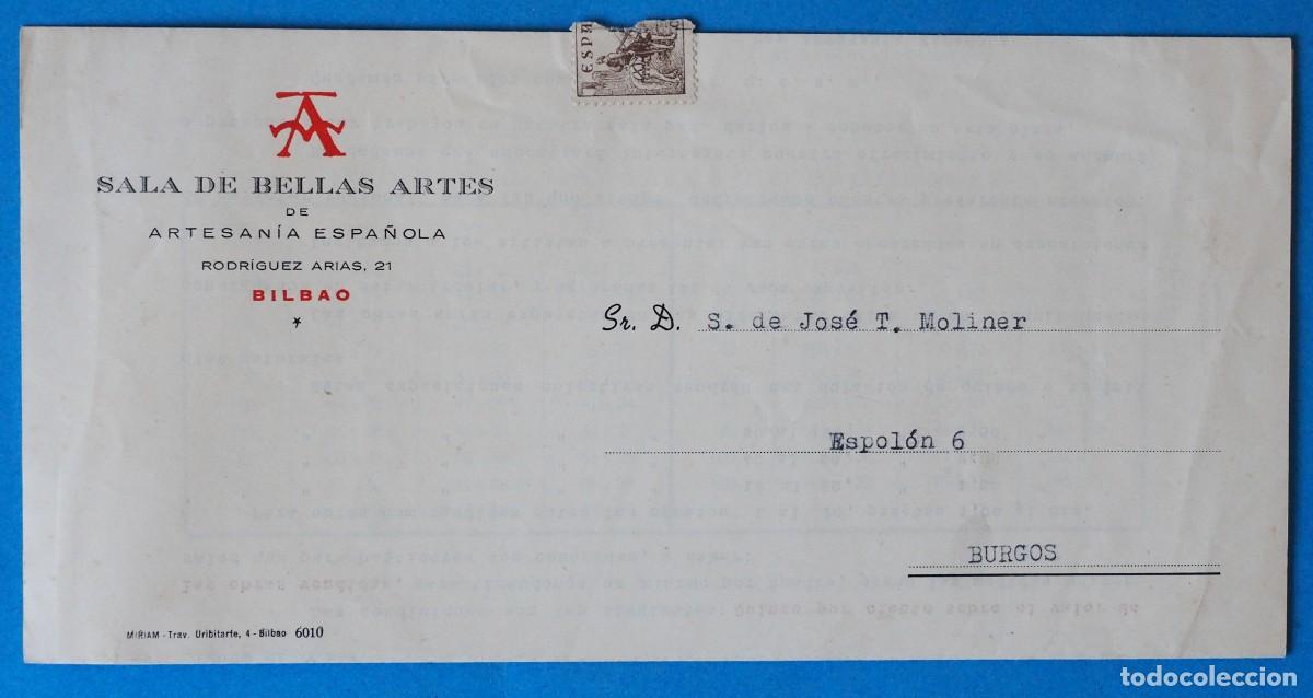 Cat&aacute;logos publicitarios: ANTIGUO SOBRE PUBLICIDAD: SALA DE BELLAS ARTES DE ARTESANIA ESPA&Ntilde;OLA. BILBAO