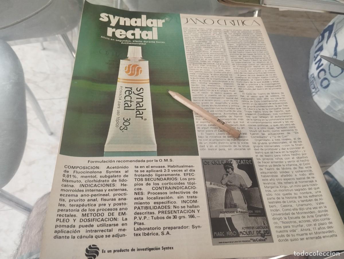 Cat&aacute;logos publicitarios: MEDICAMENTO CREMA SYNALAR RECTAL ANUNCIO PUBLICIDAD REVISTA 1980 BONITO PARA ENMARCAR