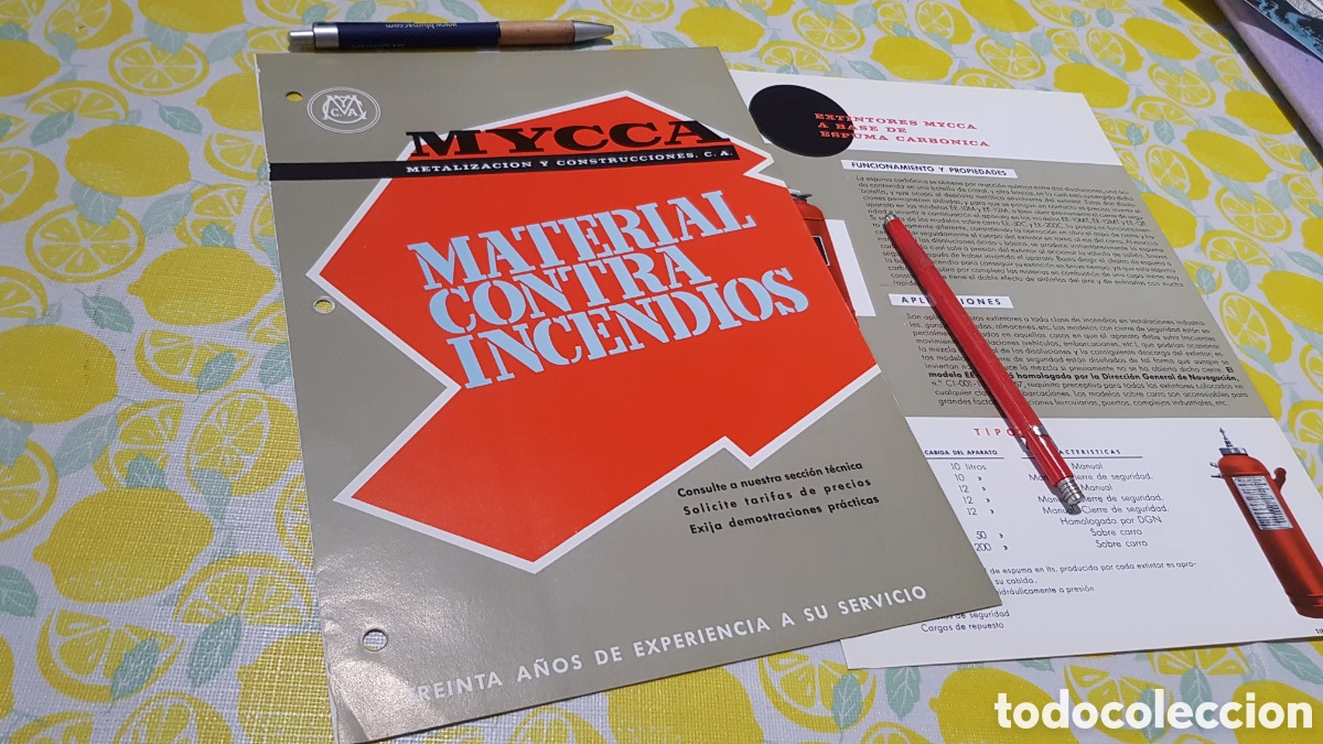 Cat&aacute;logos publicitarios: Antiguo cat&aacute;logo de extintores MYCCA