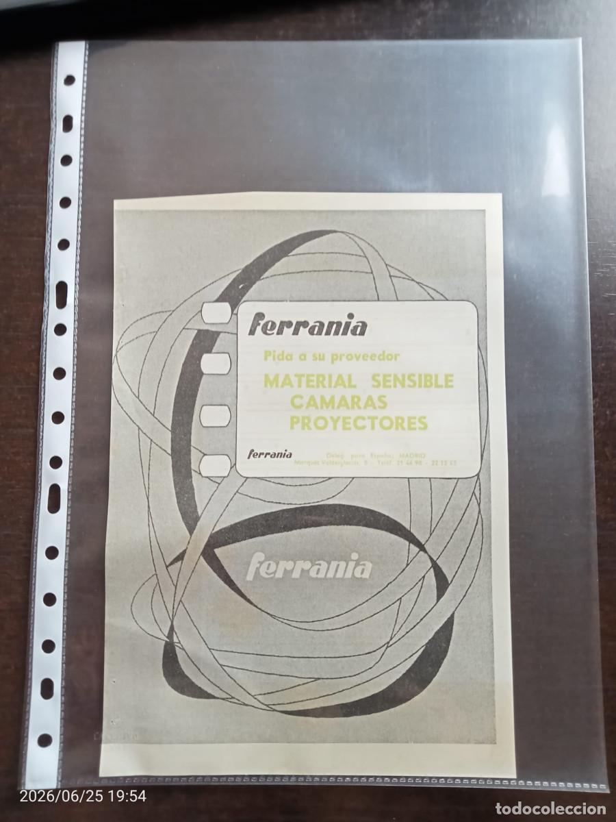 Cat&aacute;logos publicitarios: Anuncio original de Officine Galileo / Ferrania (Italia). A&ntilde;os 1950-1955