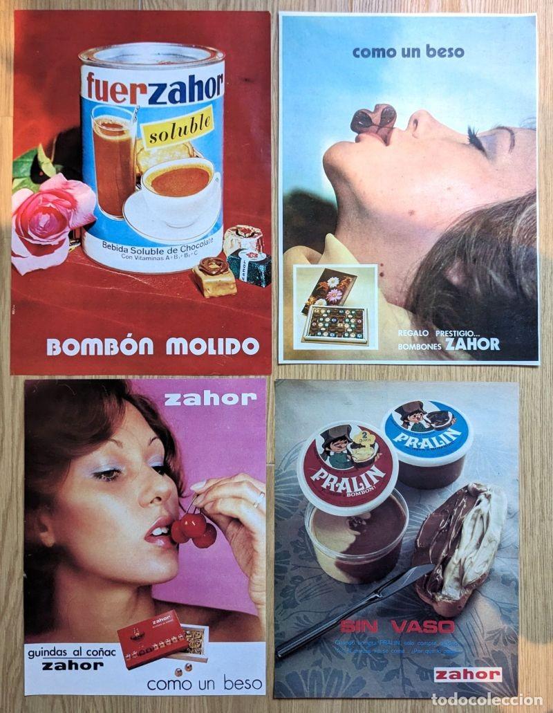 Cat&aacute;logos publicitarios: ZAHOR 4x Anuncios 1970s Spain Promo Adverts Ads Publicidad Bombones Pralin chocolate