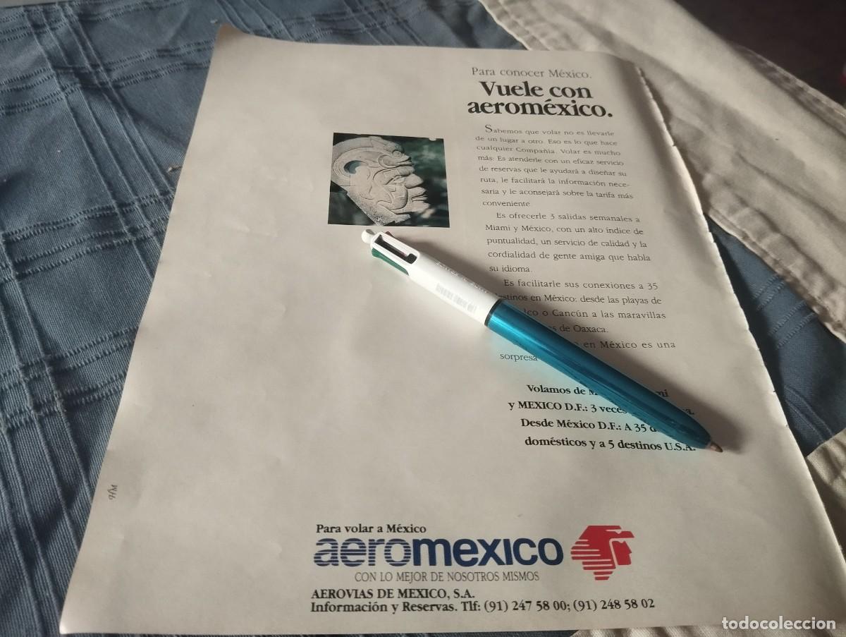 Cat&aacute;logos publicitarios: LINEAS AEREAS AEROMEXICO ANUNCIO PUBLICIDAD REVISTA 1989
