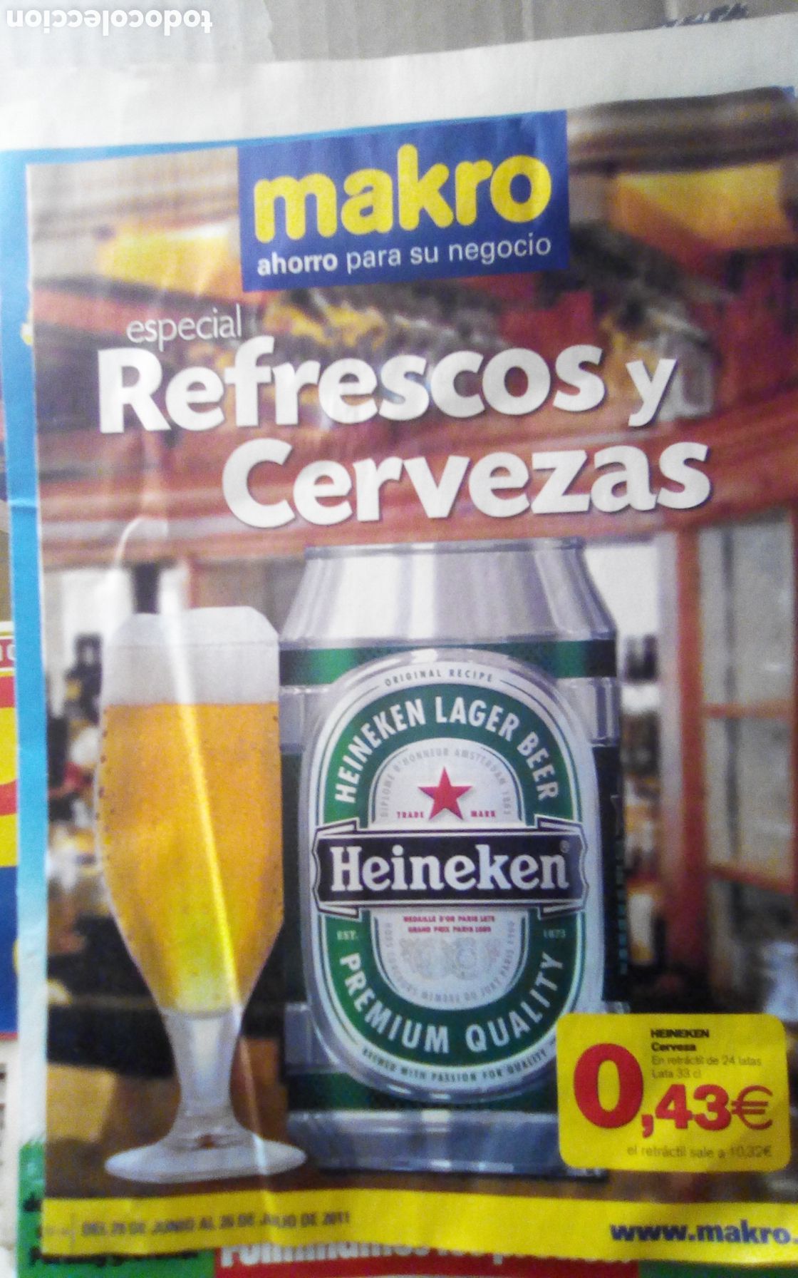 Cat&aacute;logos publicitarios: Folleto publicitario hipermercado Makro. Especial marcas de cerveza. A&ntilde;o 2011. Son 12 p&aacute;ginas.