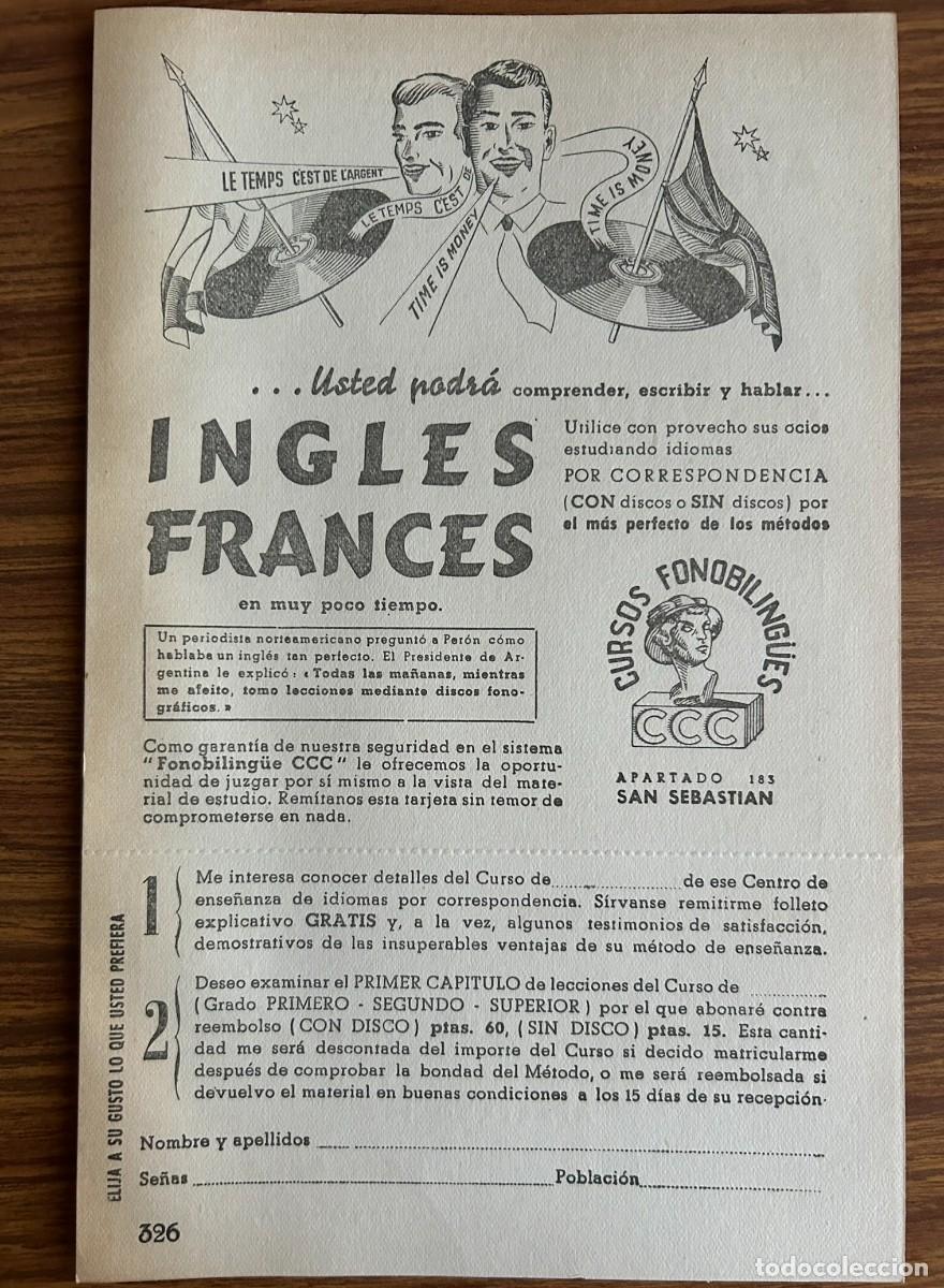 Cat&aacute;logos publicitarios: HOJA PUBLICITARIA DE CURSOS FONOBILING&Uuml;ES CCC - INGL&Eacute;S - FRANC&Eacute;S - SAN SEBASTI&Aacute;N - A&Ntilde;O 1951