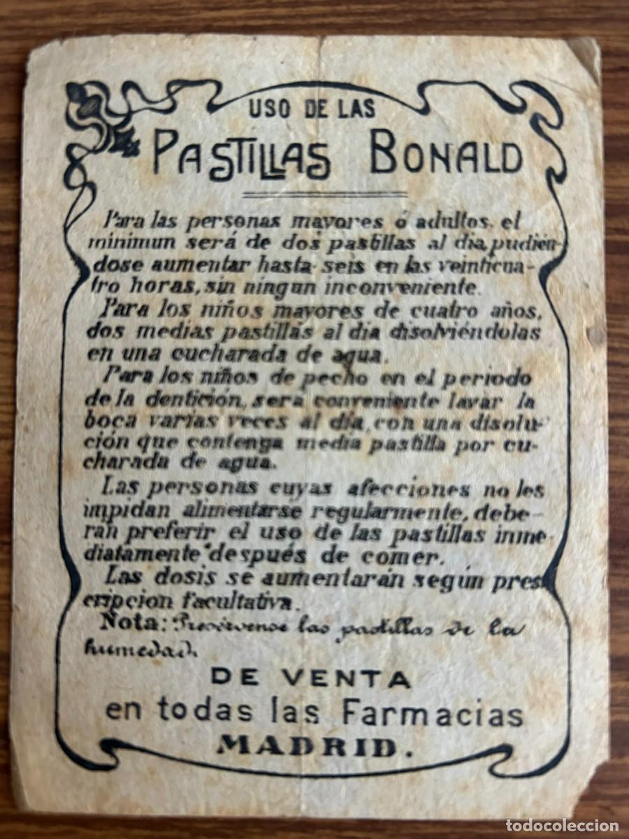 Cat&aacute;logos publicitarios: HOJA PUBLICITARIA DE LAS PASTILLAS BONALD - PRIMERA &Eacute;POCA c. 1913 - MADRID - CONTEN&Iacute;AN COCA&Iacute;NA