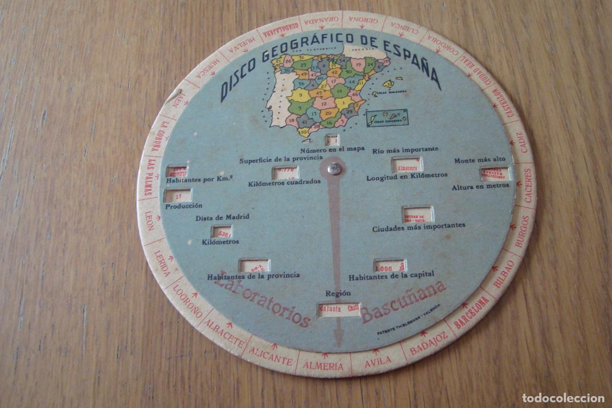 Cat&aacute;logos publicitarios: ANTIGUO DISCO GEOGRAFICO TROQUELADO ESPA&Ntilde;A. PUBLICIDAD LABORATORIOS BASCU&Ntilde;ANA PRINCIPIOS DEL XX
