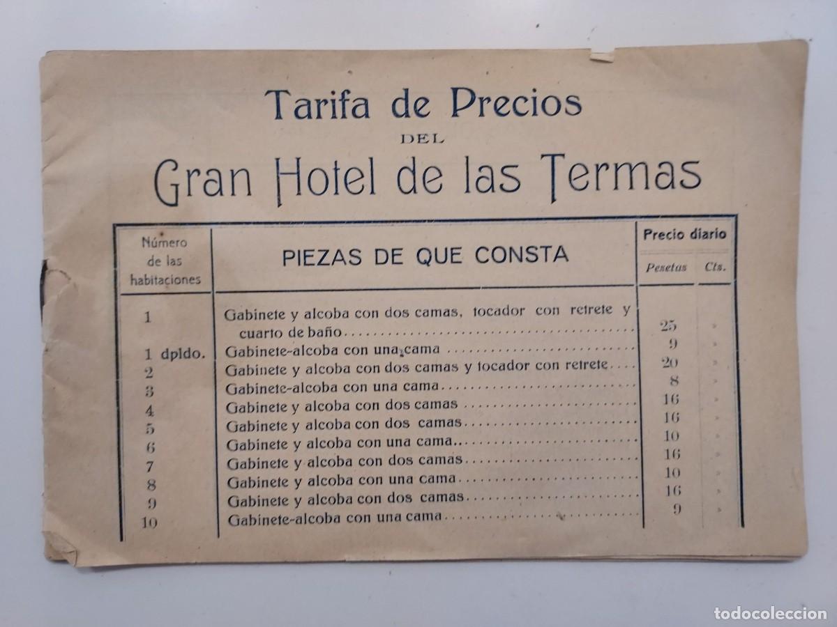Cat&aacute;logos publicitarios: ARCHENA (MURCIA). TARIFA PRECIOS GRAN HOTEL DE LAS TERMAS, LEVANTE, MADRID y DEL LE&Oacute;N. CA 1917