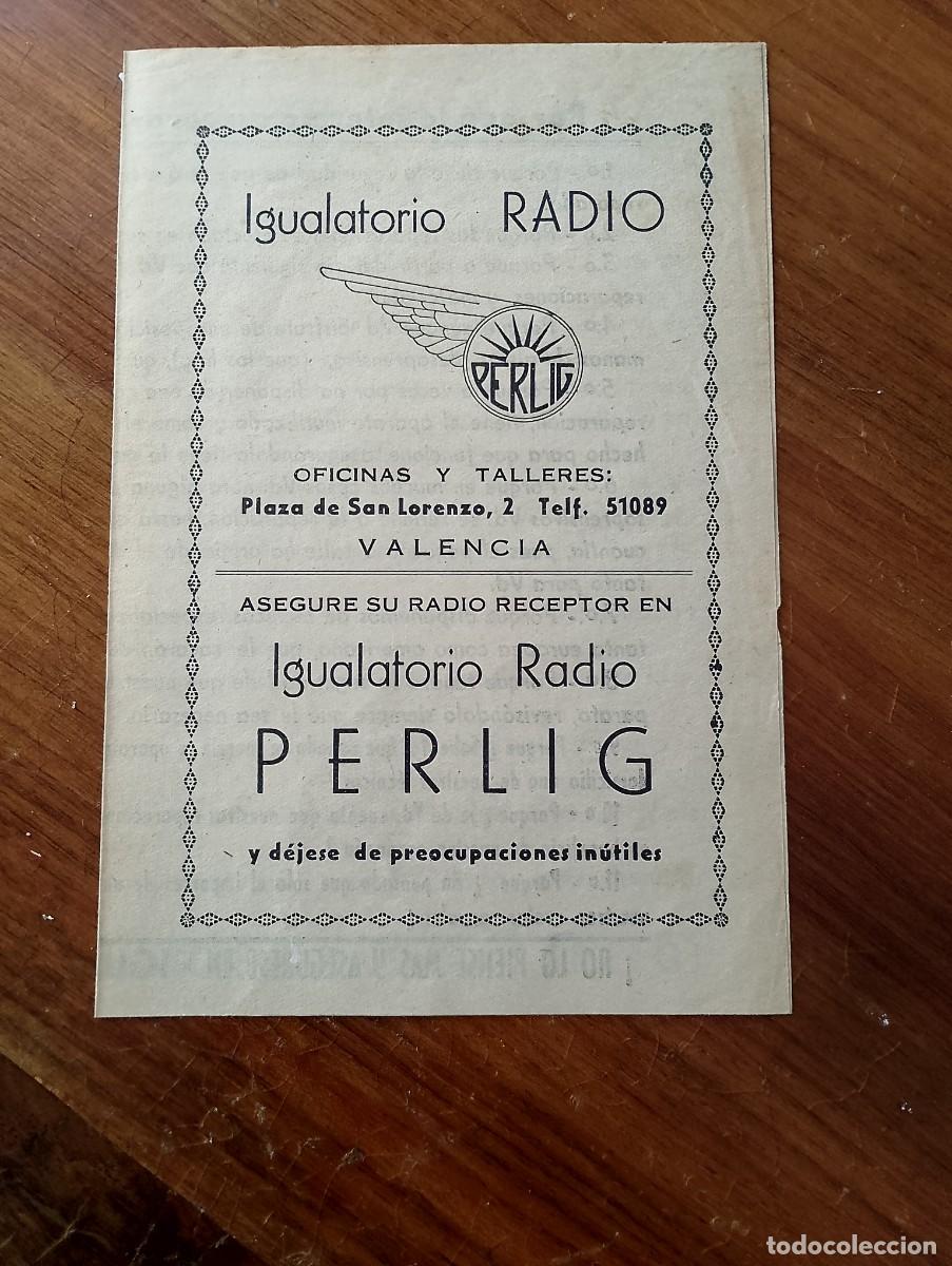 Catalogues publicitaires: DIPTICO, ASEGURE SU RADIO RECEPTOR EN IGUALATORIO RADIO PERLING.