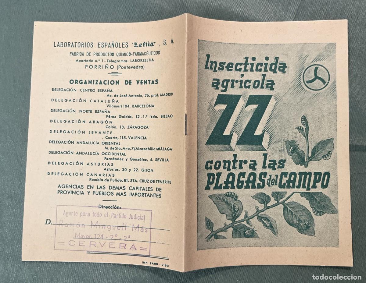 Cat&aacute;logos publicitarios: INSECTICIDA ZZ. LABORATORIOS ESPA&Ntilde;OLES ZELTIA A&Ntilde;OS 50.