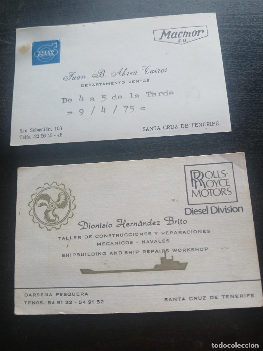 Cat&aacute;logos publicitarios: Antigua tarjetas de talleres Tenerife representan a veh&iacute;culos volvo y rolls royce 1 &euro; unidad a&ntilde;os 70