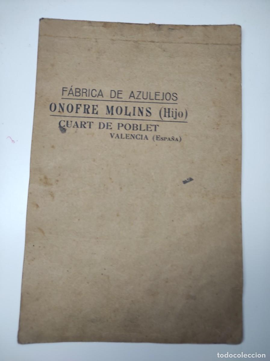 Cat&aacute;logos publicitarios: CAT&Aacute;LOGO F&Aacute;BRICA DE AZULEJOS ONOFRE MOLINS, MANISES (VALENCIA) - BUEN ESTADO