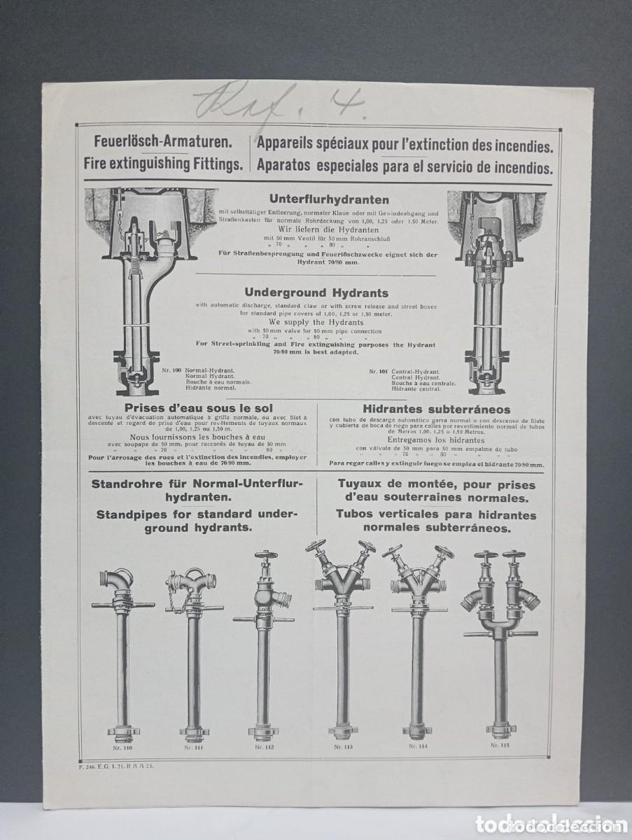 Cat&aacute;logos publicit&aacute;rios: APARATOS ESPECIALES PARA EL SERVICIO DE INCENDIOS. HIDRANTES SUBTERR&Aacute;NEOS, TUBOS, EMPALMES, GRIFOS..