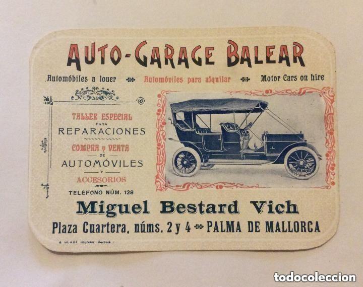 Cat&aacute;logos publicit&aacute;rios: TARJETA PUBLICITARIA. AUTO-GARAGE BALEAR. MIGUEL BESTARD VICH. PALMA DE MALLORCA.AUTOS PARA ALQUILAR