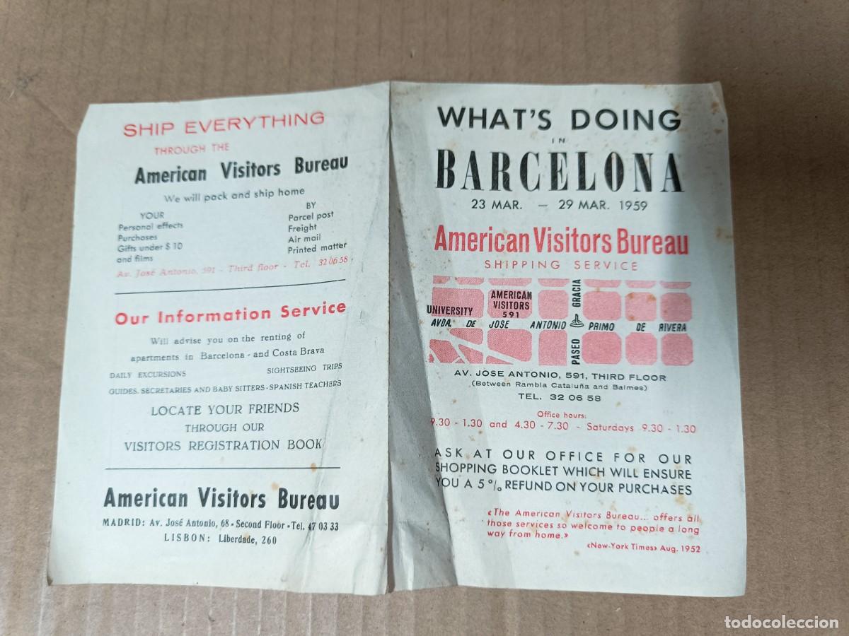 Cat&aacute;logos publicitarios: ANTIGUO FOLLETO COMERCIAL DE 1959, SERIVICIO DE ENVIOS AMERICAN VISITORS BARCELONA, SHIPPING -P22
