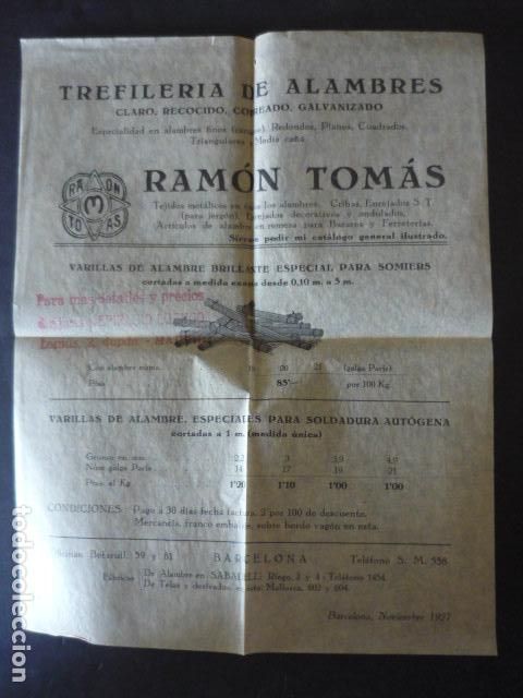 Cat&aacute;logos publicitarios: BARCELONA RAMON TOMAS TREFILERIA ALAMBRES CATALOGO PUBLICITARIO 1927