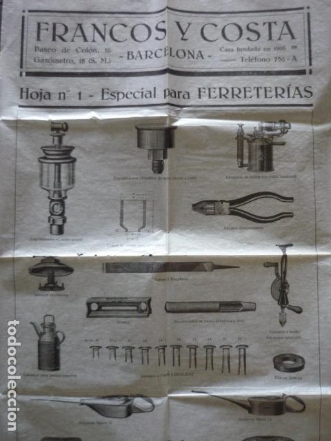 Cat&aacute;logos publicitarios: BARCELONA FRANCOS Y COSTA MATERIAL PARA FERRETERIAS HOJA PUBLICIDAD