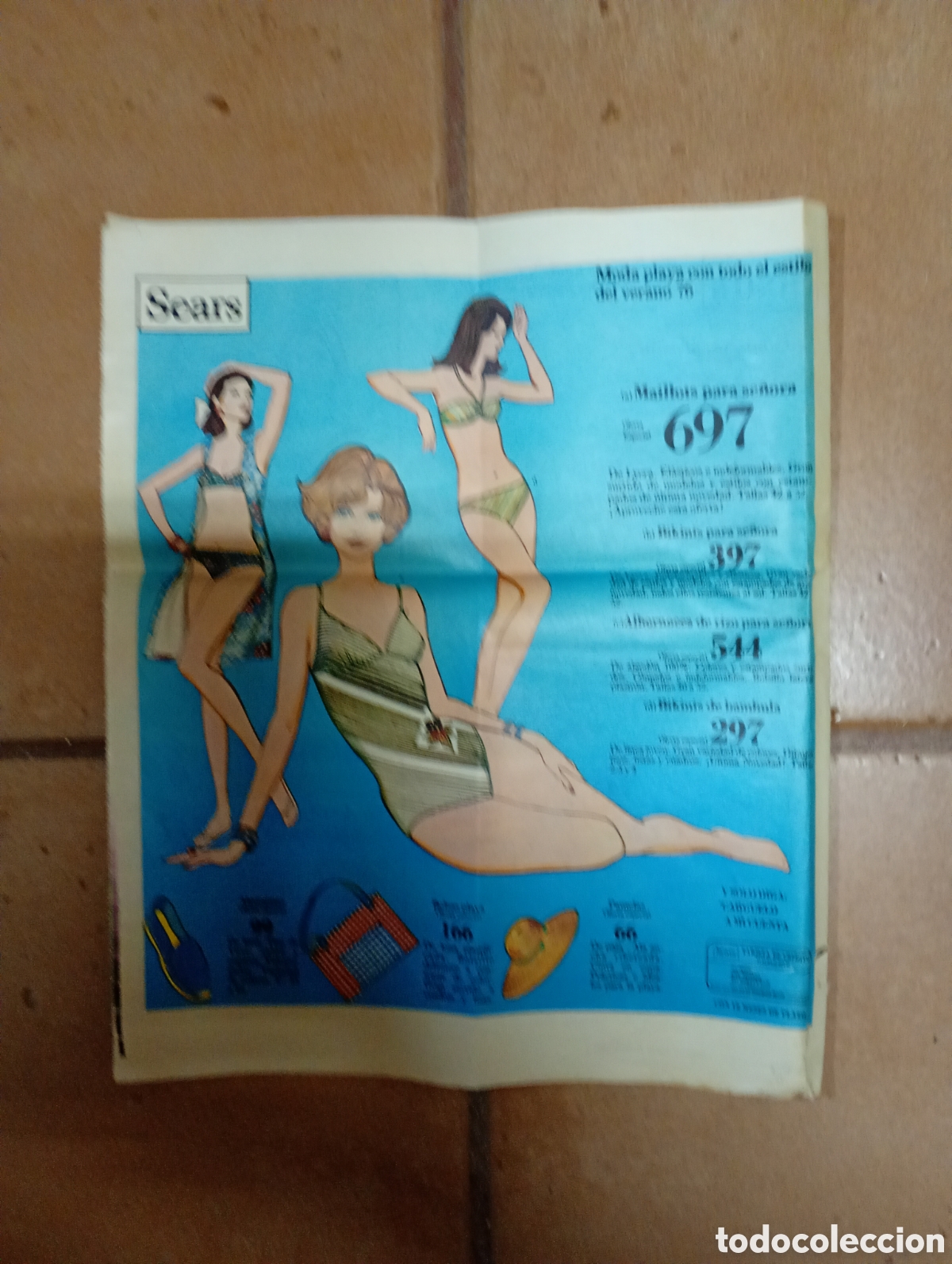 Cat&aacute;logos publicitarios: ANTIGUA HOJA RARO PUBLIIDAD DE LOS ALMACENES ''SEARS'' EN ESPA&Ntilde;A 70&acute;s ca.