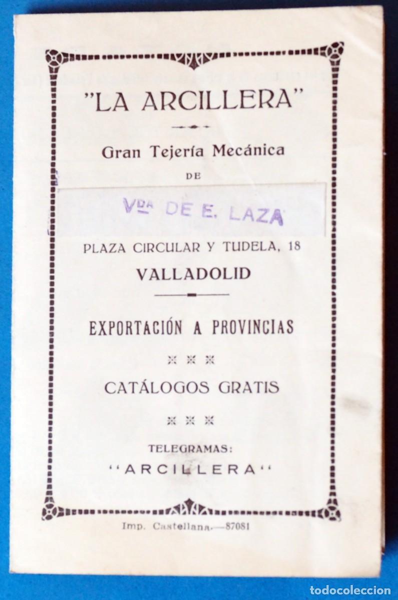 Cat&aacute;logos publicitarios: ANTIGUA PUBLICIDAD: &rdquo;LA ARCILLERA&rdquo; GRAN TEJERA MECANICA DE VDA. DE E. LAZA. VALLADOLID. A&Ntilde;O 1924