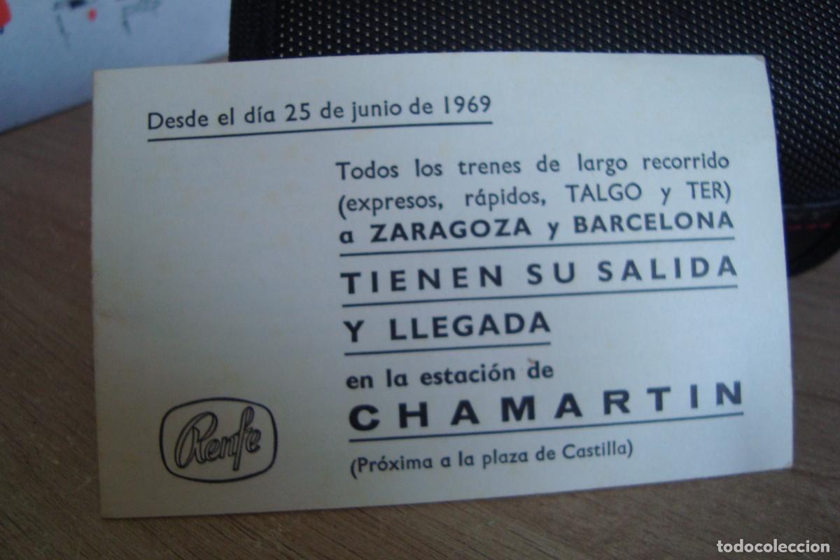 Cat&aacute;logos publicitarios: ANTIGUO DIPTICO HORARIOS TRENES FERROCARRILES RENFE ESTACION CHAMARTIN MADRID 1969.