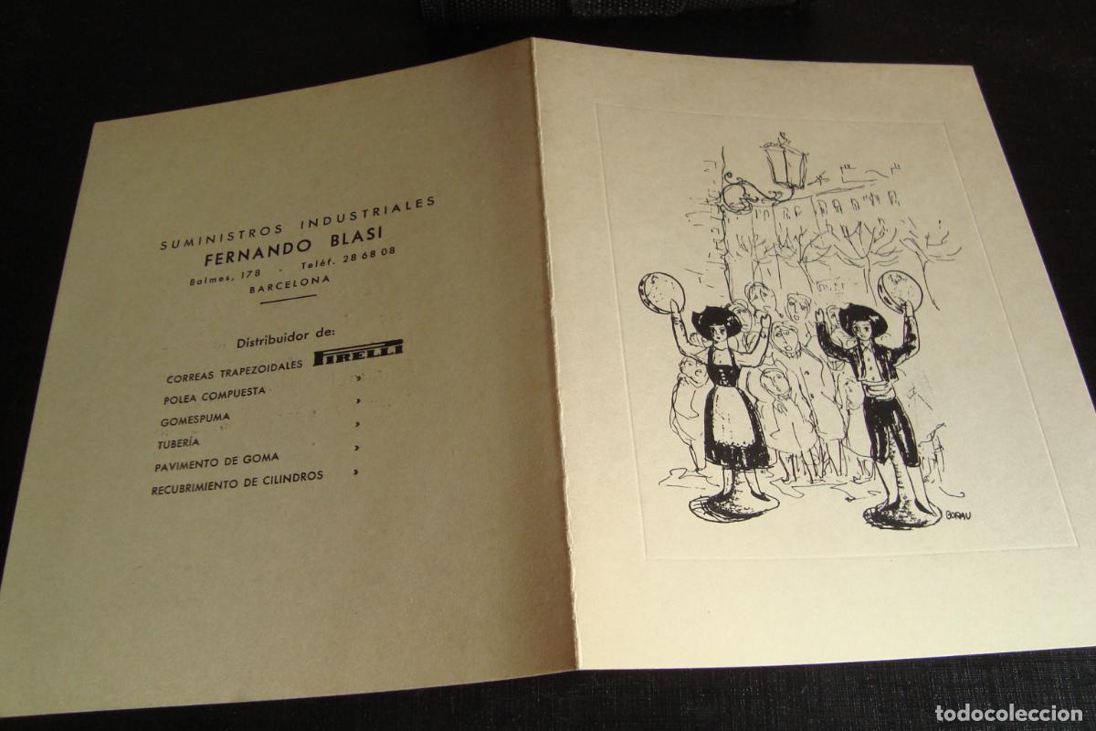 Cat&aacute;logos publicitarios: ANTIGUA TARJETA FELICITACION SUMINISTROS INDUSTRIALES FERNANDO BLASI. BARCELONA 1952. DIBUJO BORAU
