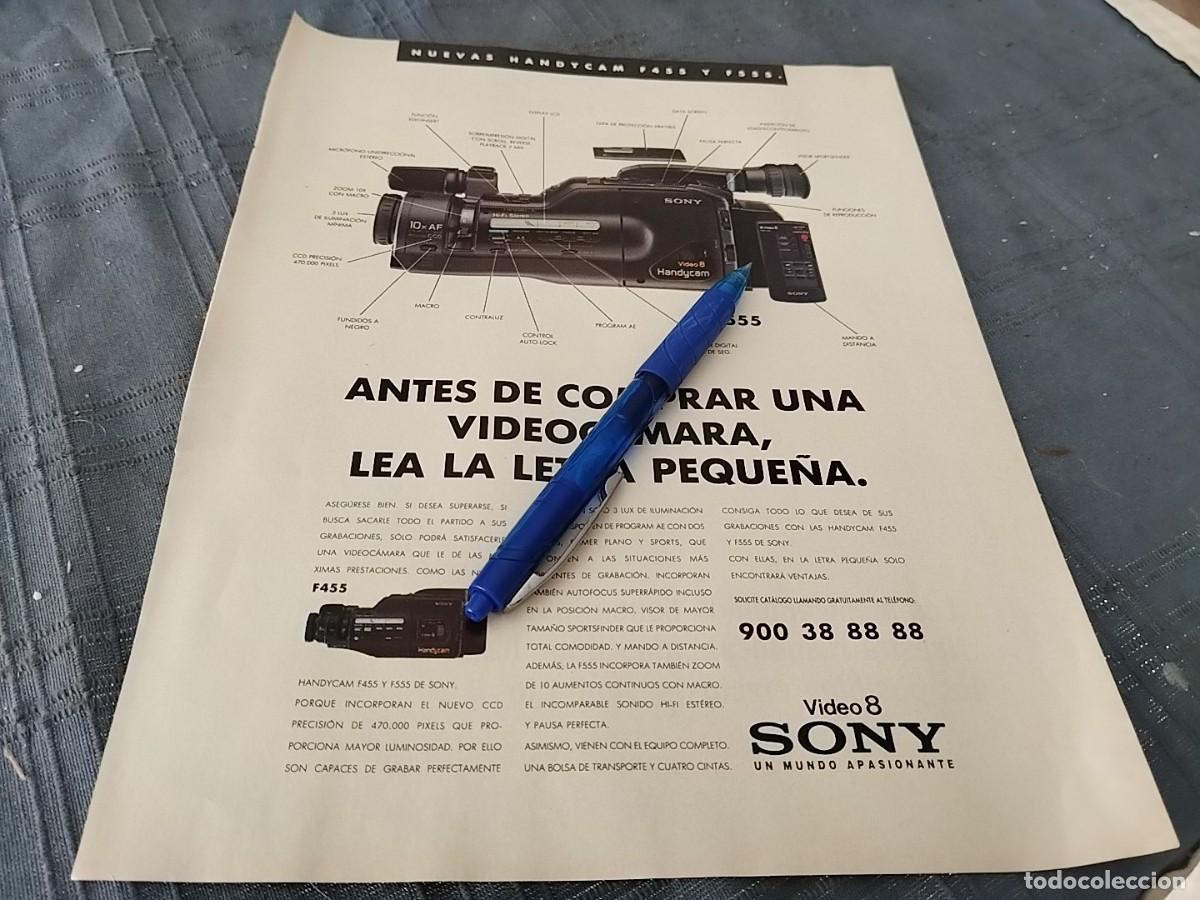 Cat&aacute;logos publicitarios: CAMARA VIDEO 8 SONY F555 ANUNCIO PUBLICIDAD REVISTA 1991 BONITO PARA ENMARCAR