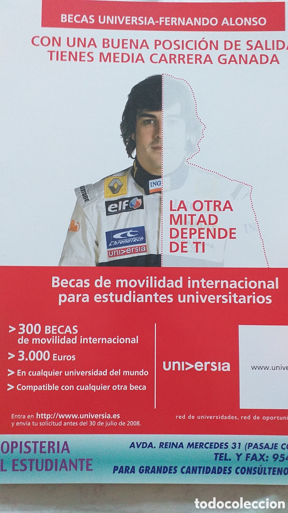 Cat&aacute;logos publicitarios: Carpeta portafolios, Becas Universia - FERNANDO ALONSO. Nueva.
