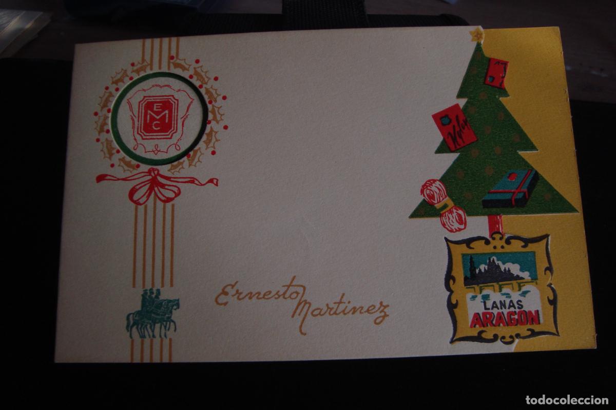 Cat&aacute;logos publicitarios: ANTIGUA TARJETA FELICITACION EMC ERNESTO MARTINEZ. LANAS ARAGON A&Ntilde;OS 50.