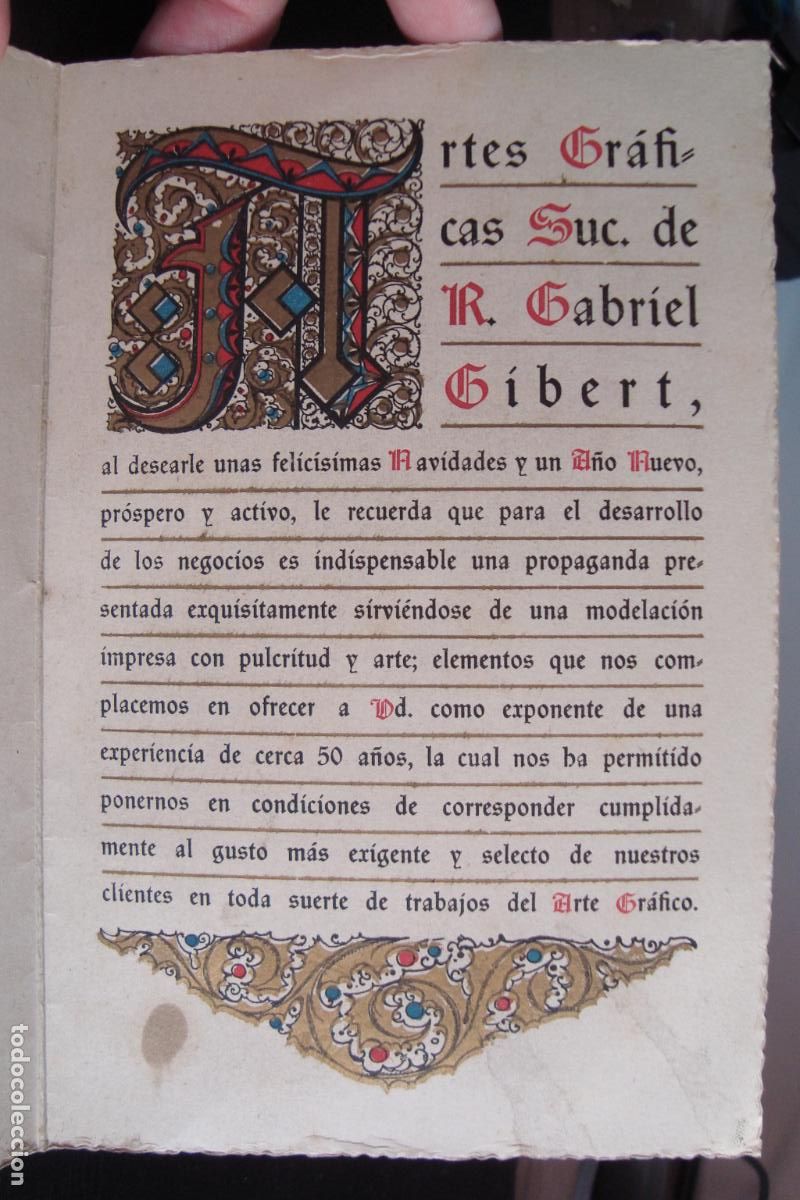 Cat&aacute;logos publicitarios: ANTIGUA TARJETA FELICITACION ARTES GRAFICAS SUC. GABRIEL GIBERT TARRAGONA 1943-1944