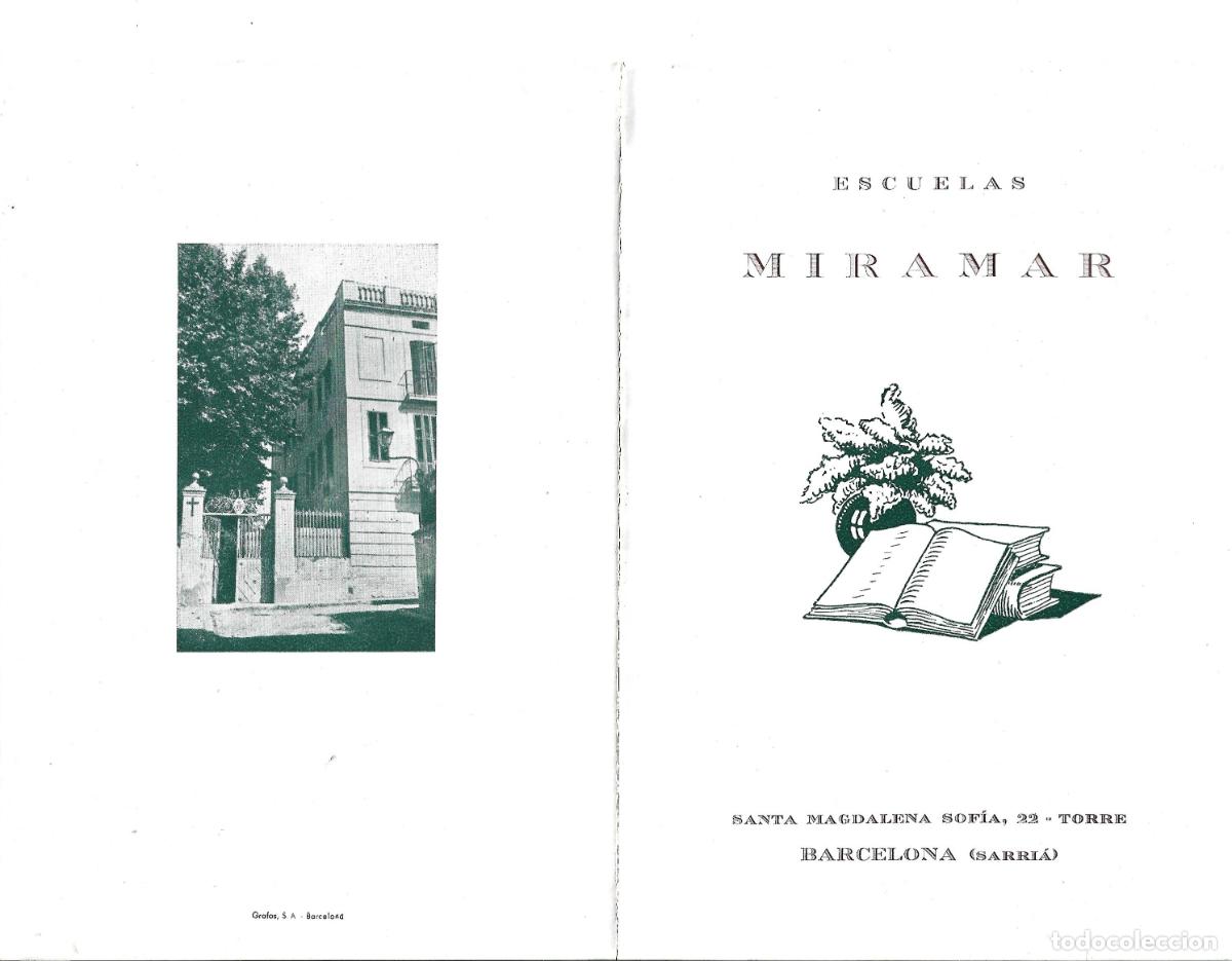 Cat&aacute;logos publicitarios: ESCUELAS MIRAMAR-COLEGIO ALEMAN DE BARCELONA-DIPTICO DESPLEGABLE DE PUBLICIDAD A&Ntilde;O 1947