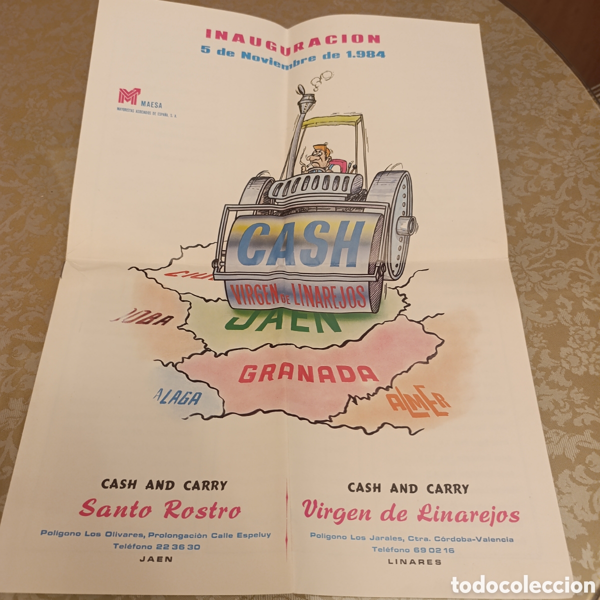 Cat&aacute;logos publicitarios: Linares 1984, Gran folleto gran tama&ntilde;o inauguraci&oacute;n Cash 1984